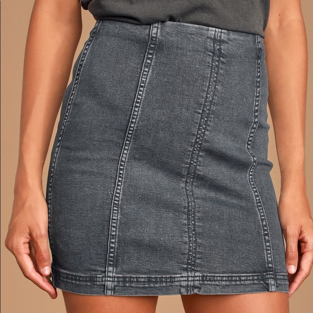 Free People Modern Femme Dark Blue Denim Skirt